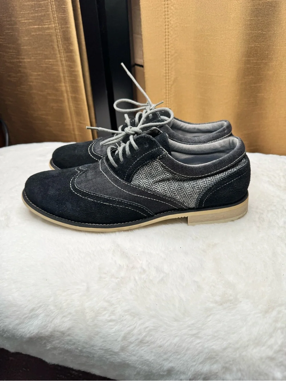 Steve Madden Wingtip Oxford Sneakers Gray Black Size 8 Casual Lace Up